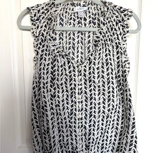 LOFT Monochrome Chevron Blouse
